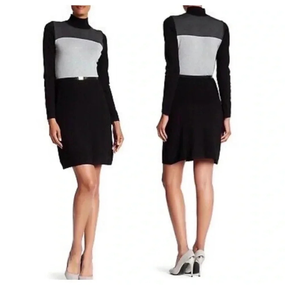 Calvin Clain Modern American Sweater Dress Size M, belted, long sleeves